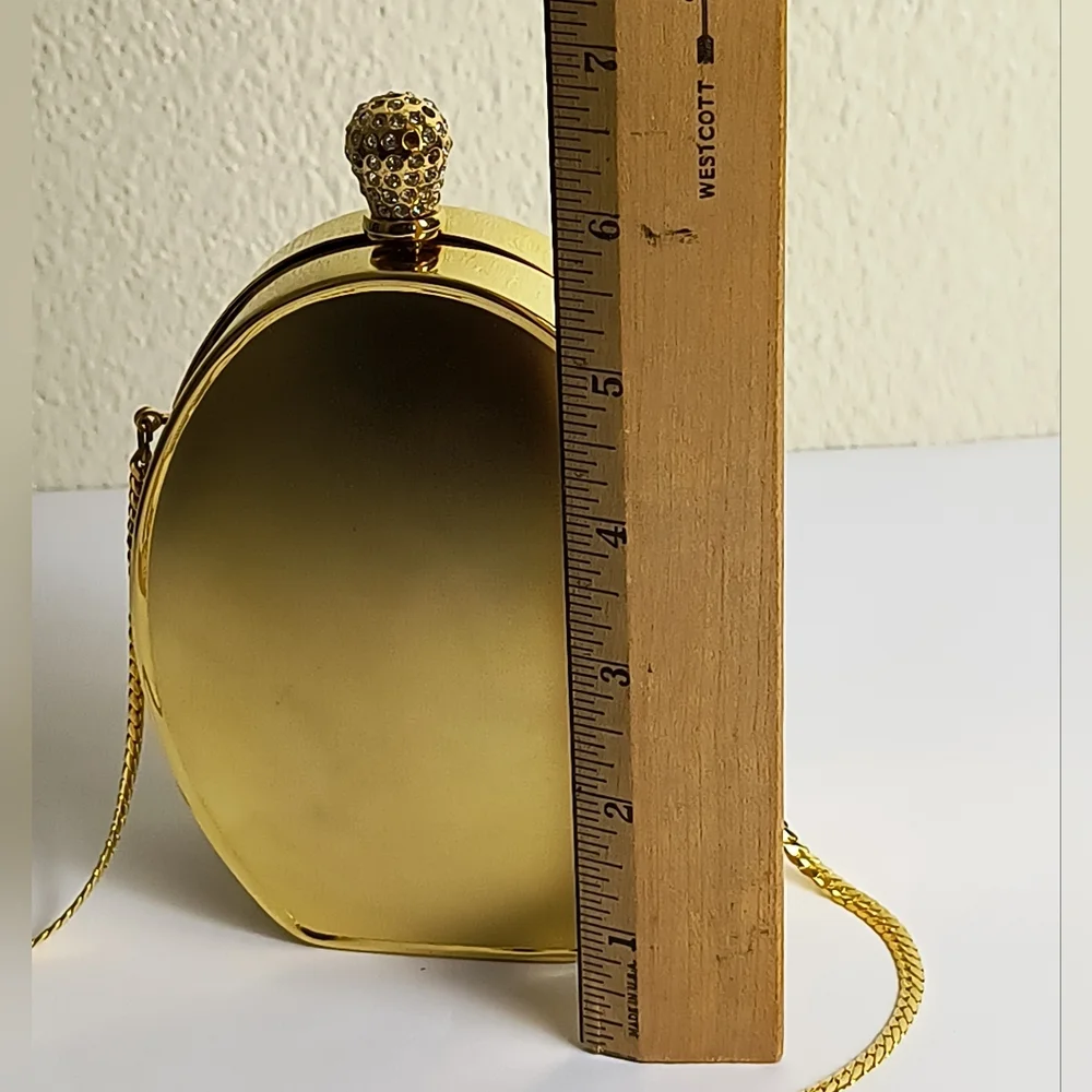 inge Christopher Oval Gold Evening Clutch Y2K Vintage Exquisite